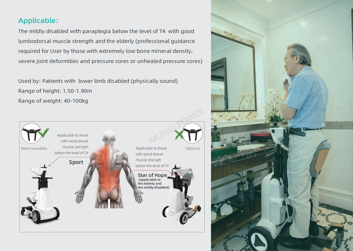 MN-XZ-1 Electric Assisted Standing rehabilitation training Lifting machine standing Aid for Mild Disability Lower Limb Dyskinesia