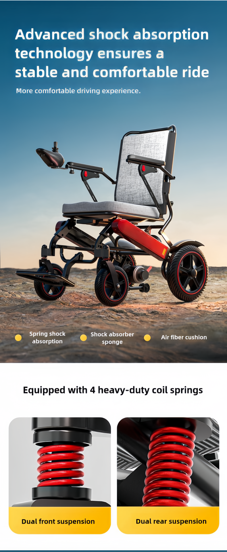 EY05 Aluminum 500W Motor Handicapped Foldable Electric Wheelchair