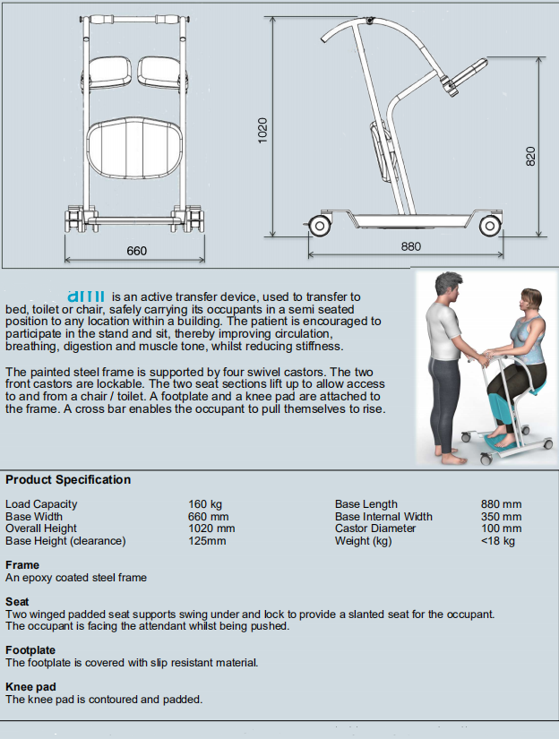 MN-AM01 MUNIU Sit to Stand Patient Transfer Lift Stand Assist Transfer Chair for the Elderly