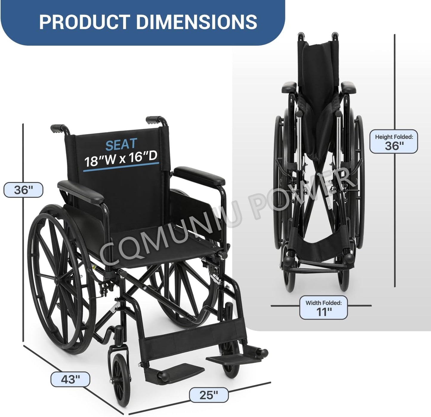 MN1011 Self Propelled Manual Wheelchairs Light Heavy Duty Folding Steel Manual Wheel Chair