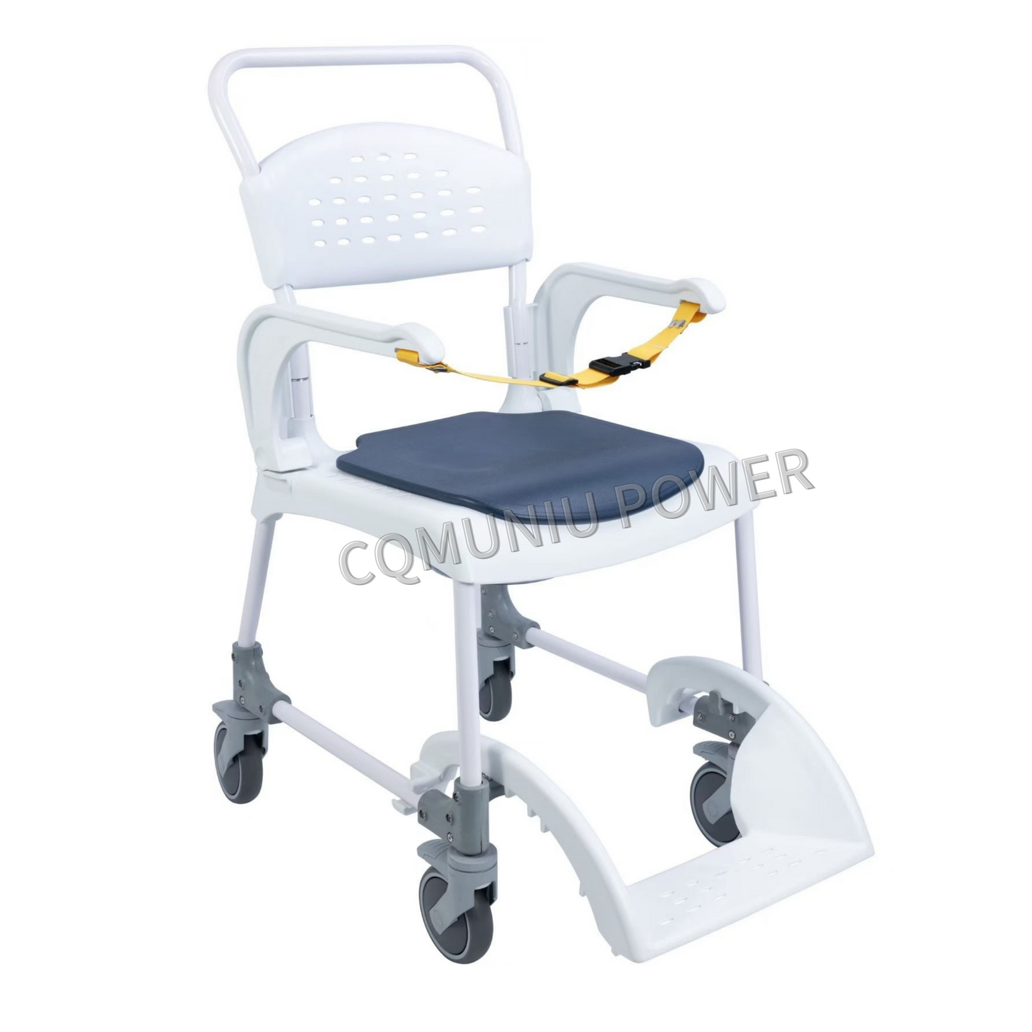 MN8188A MUNIU Plastic Commode Cahir Transfer Shower Chair with Wheels & Safety Belt
