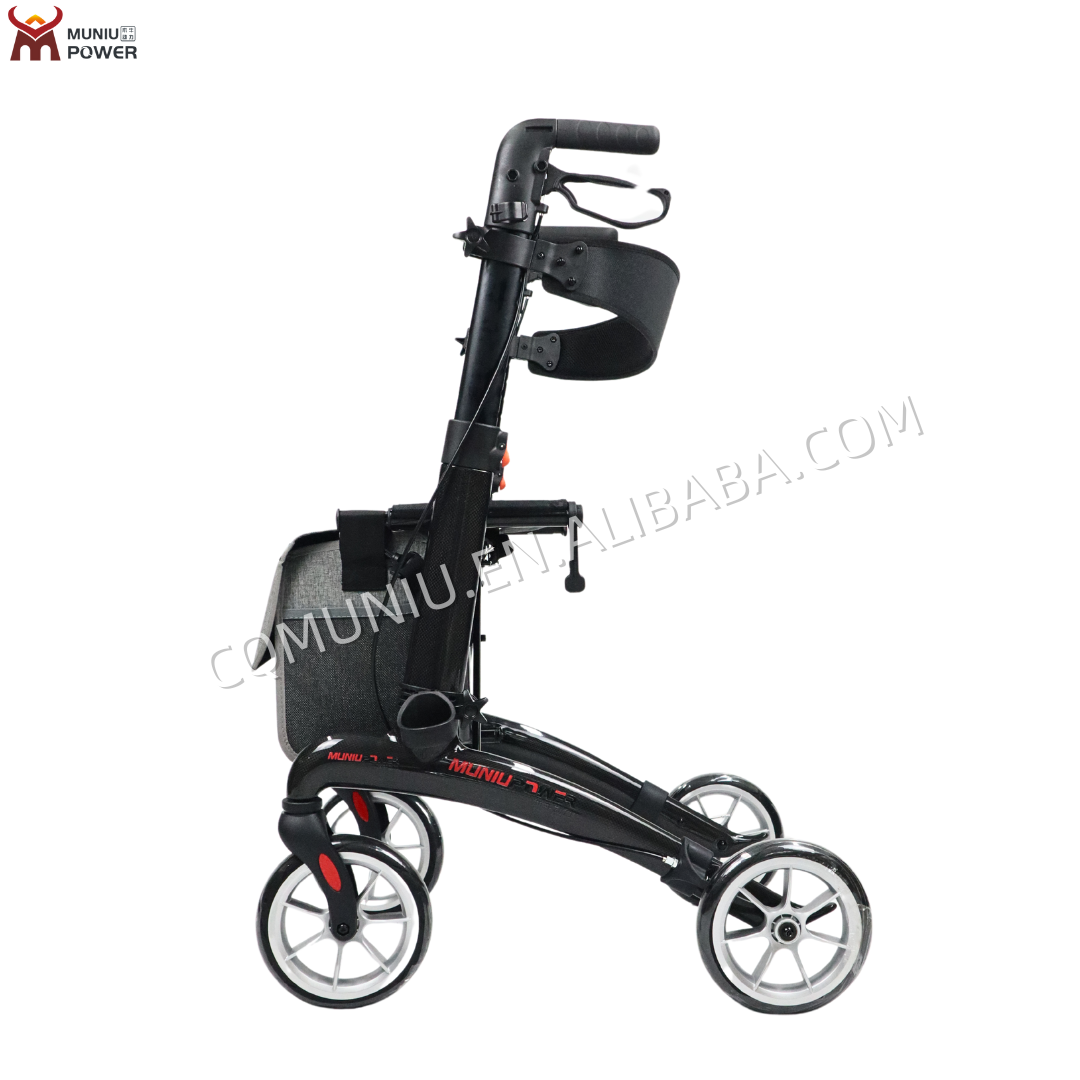 MN8890 Light Bariatric Carbon Fiber Rollator Folding Walker