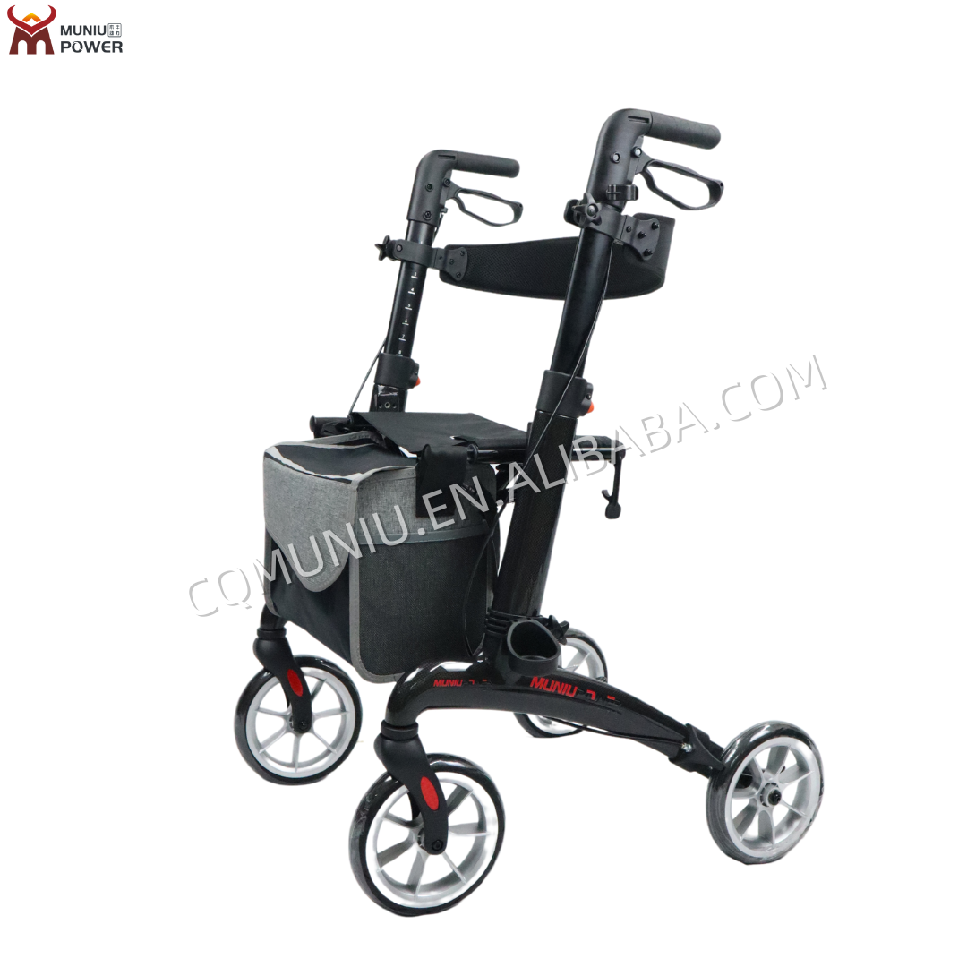 MN8890 Light Bariatric Carbon Fiber Rollator Folding Walker