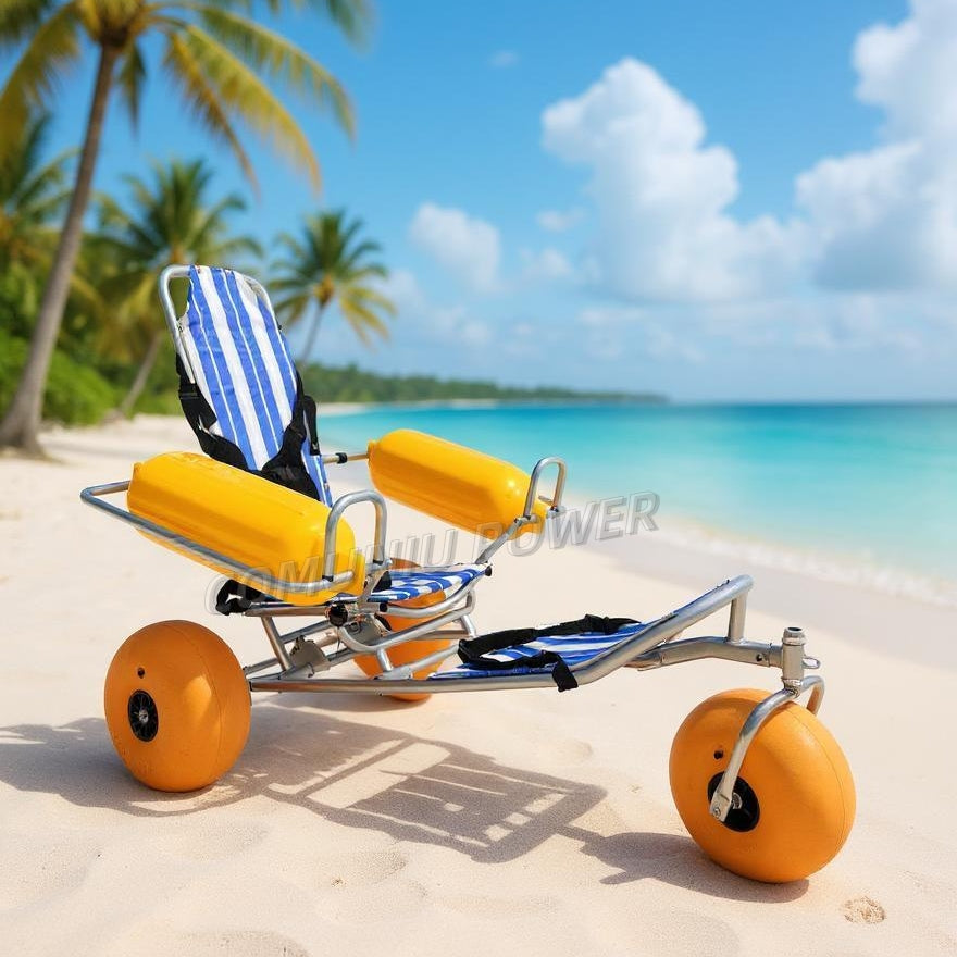 MN-BW01 Motorized Folding Floating Beach Accessible Wheelchairs All Terrain Sand Wheel Chair