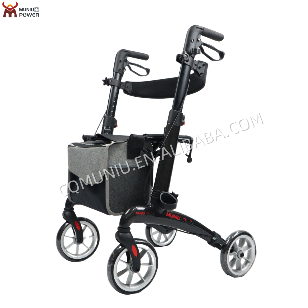 MN8890 Light Bariatric Carbon Fiber Rollator Folding Walker