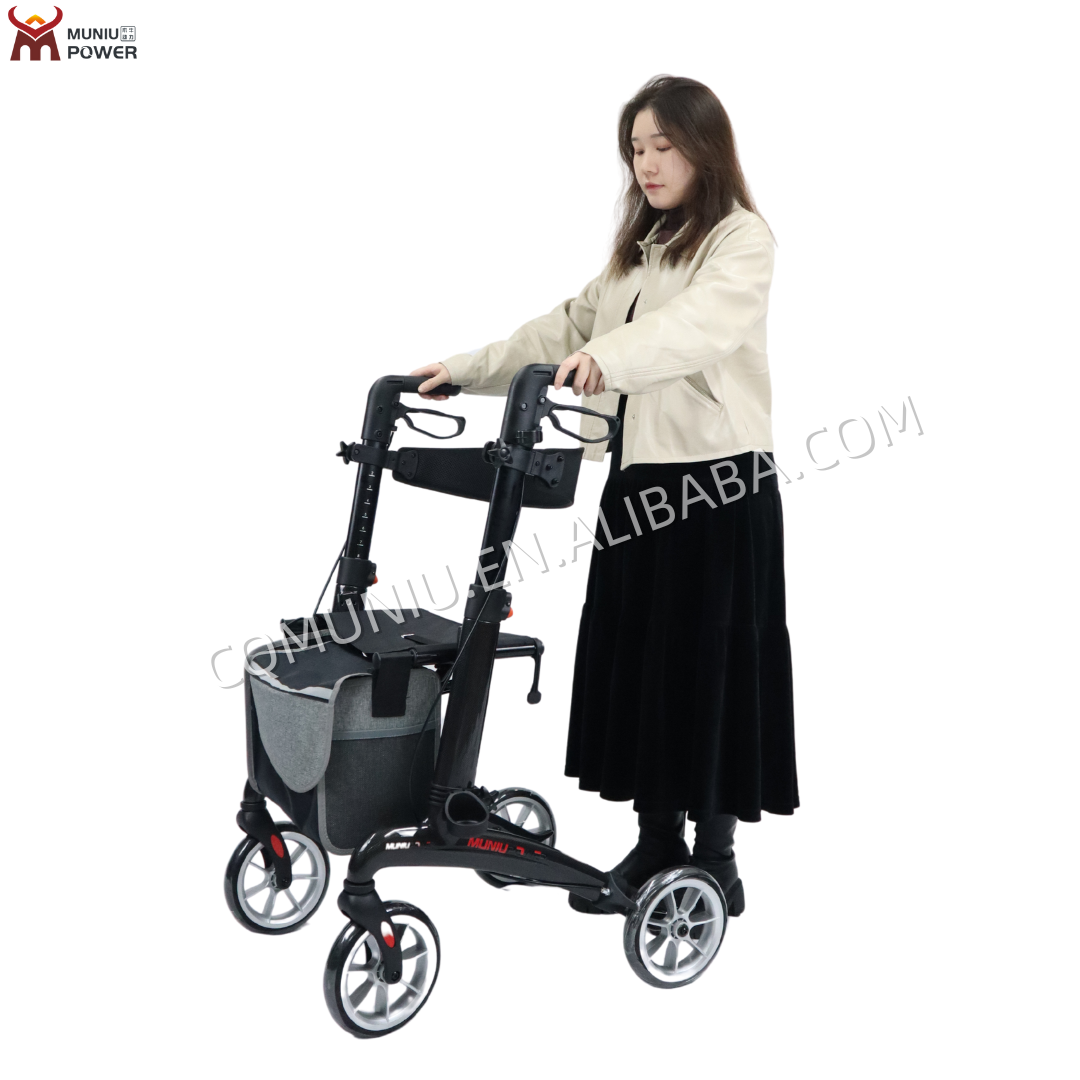 MN8890 Light Bariatric Carbon Fiber Rollator Folding Walker