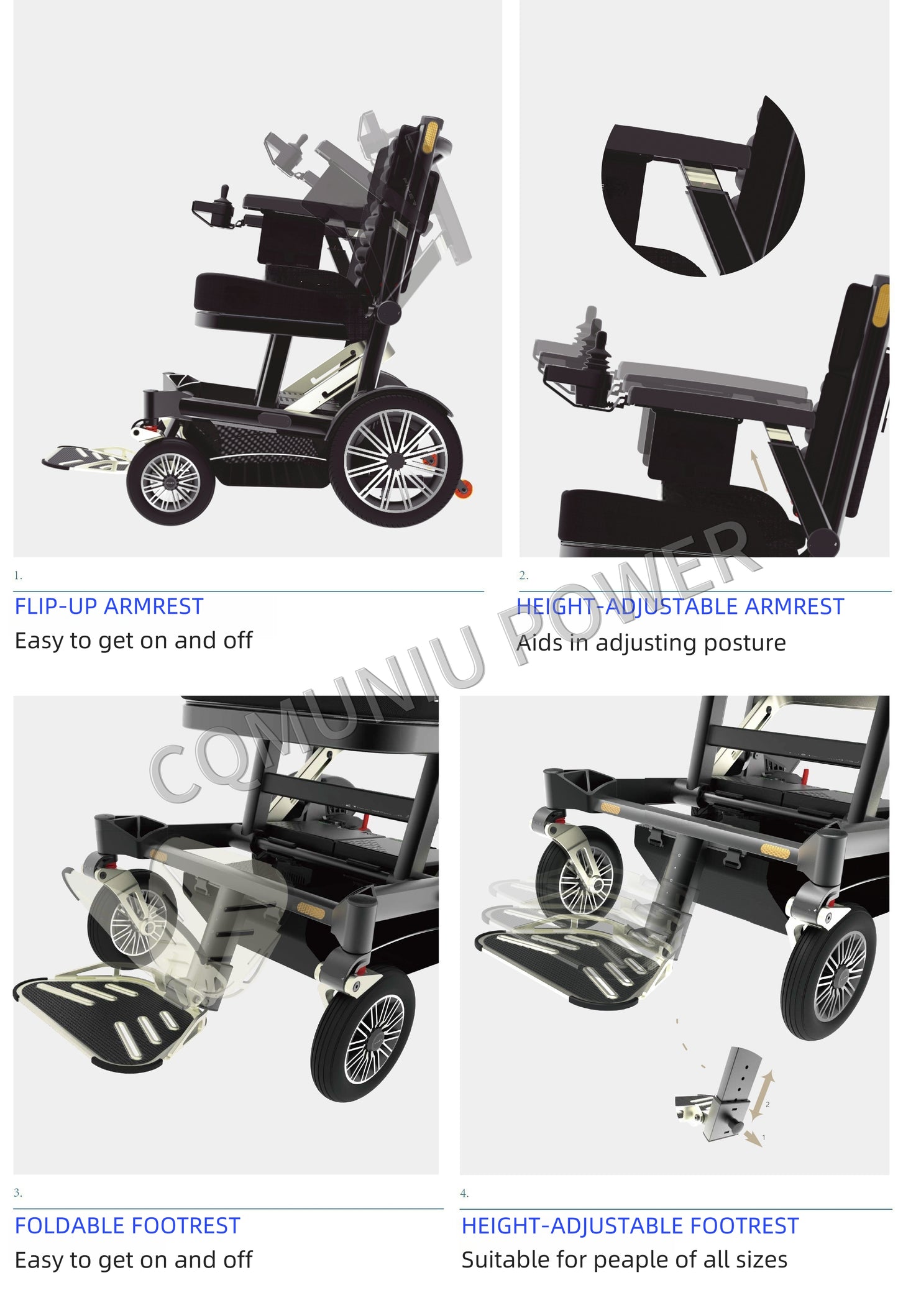 MNFR06 200kg Heavy Duty Power Wheelchair All Terrain Foldable Electric Wheel Chair for Disabled