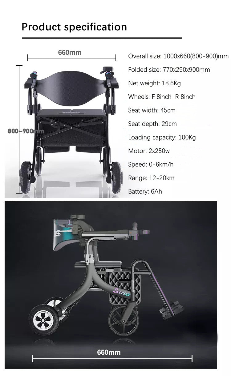 MN8865 Electric Folding Rollator Walker for The Elderly and Disabled
