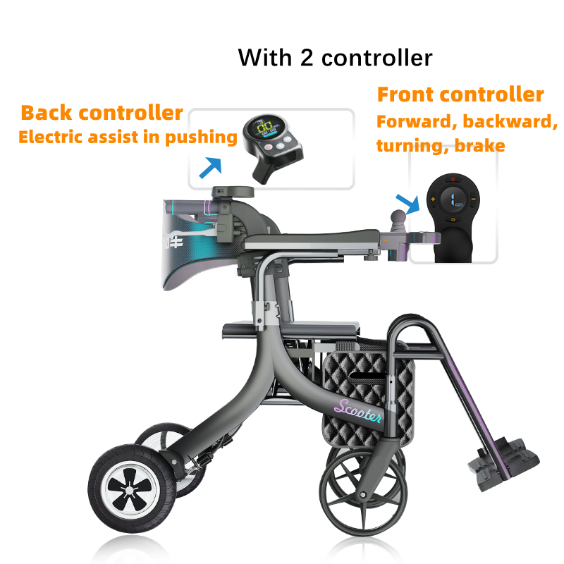 MN8865 Electric Folding Rollator Walker for The Elderly and Disabled