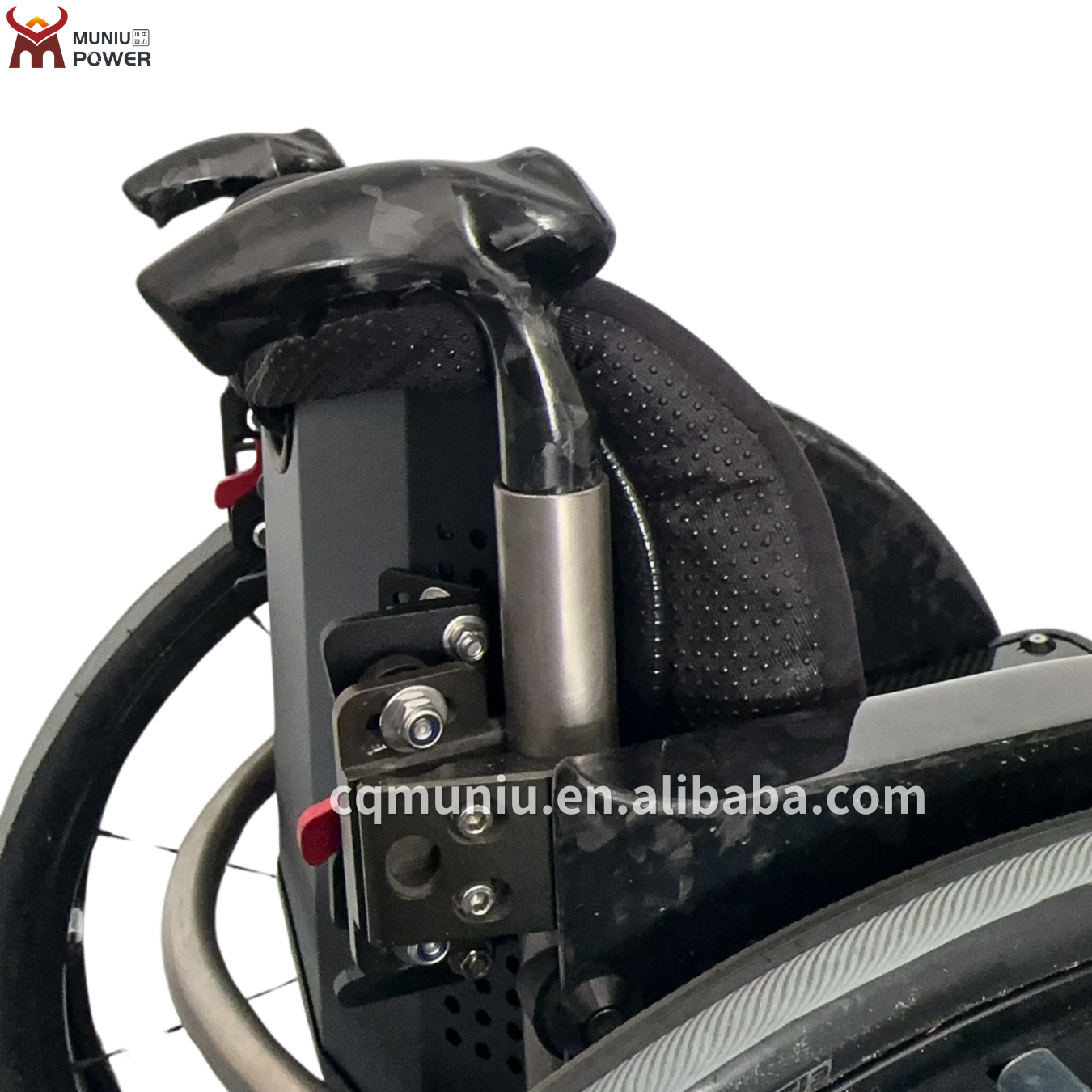 MUNIU Wheelchair Parts Carbon Fiber Push Handle Grip Adjustable Height Carbon Fibre Push Handles