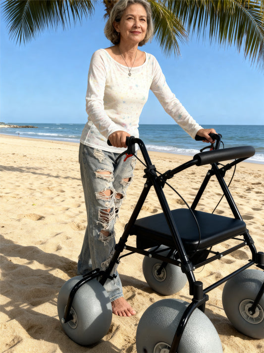 MN-ST04 All Terrain Aluminum Beach Rollator for Sand Beach Walker Rollator Conversion Kit