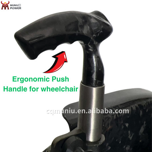 MUNIU Wheelchair Parts Carbon Fiber Push Handle Grip Adjustable Height Carbon Fibre Push Handles