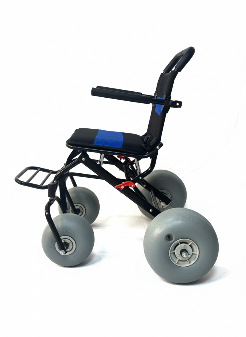 MN-BW04 Off Road Lightweight Foldable Beach Wheel chair All Terrain Disabled Beach Wheelchair For Sand