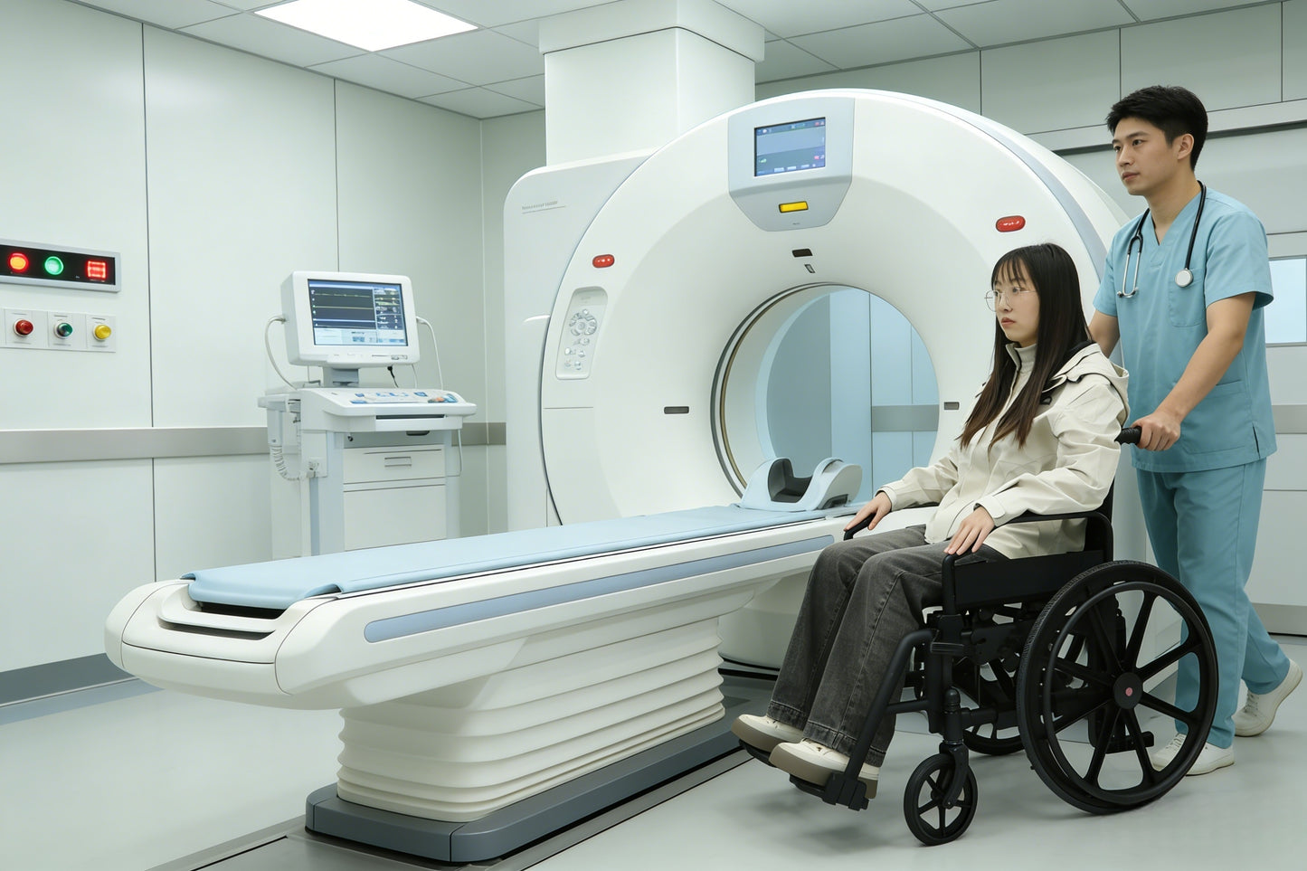 MN-L08 MUNIU MRI Compatible Non-magnetic MRI Wheelchair Foldable All Plastic Waterproof Manual Wheel Chair Hospital Medical Use