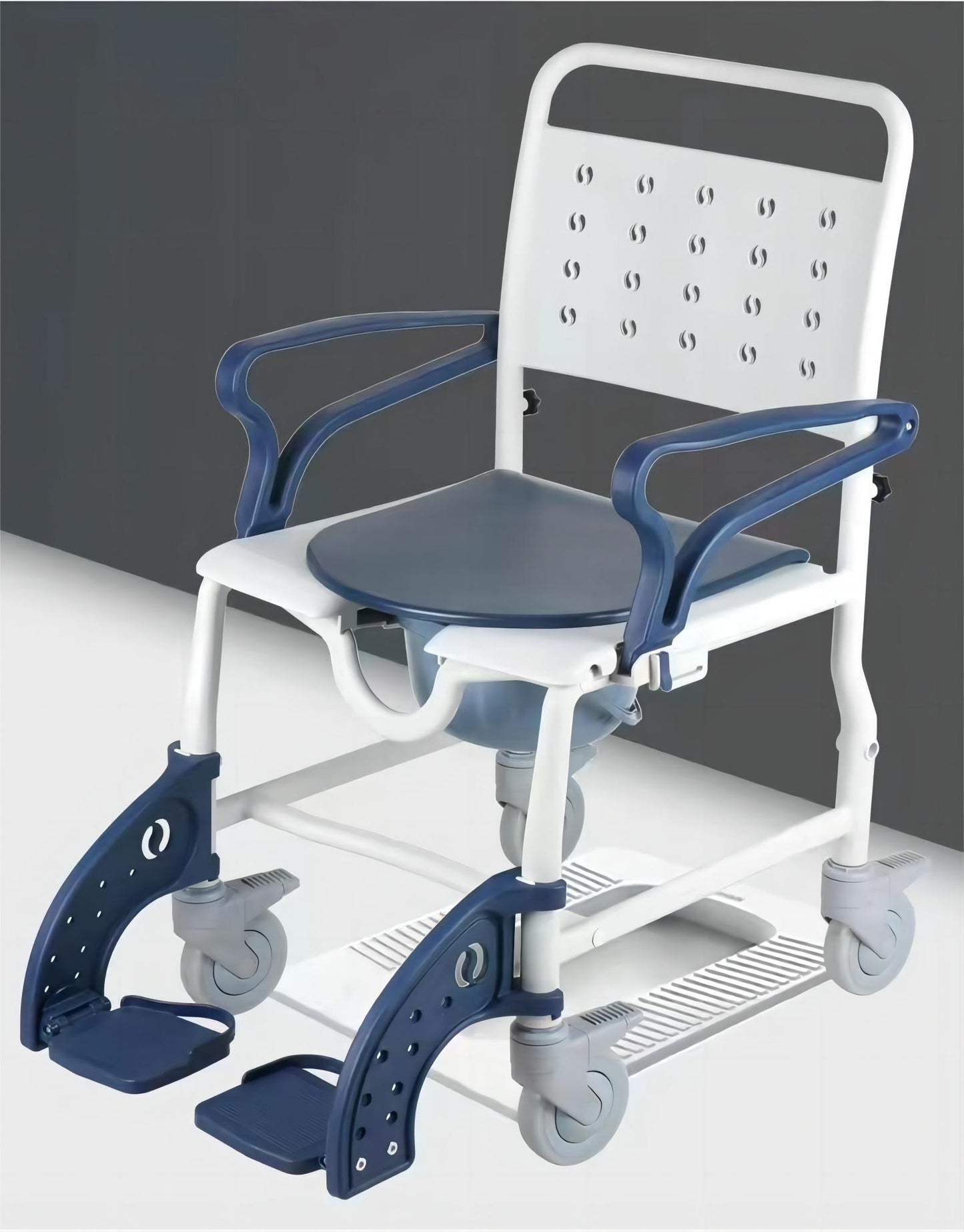 MN-8088B Heavy Duty Patent Plastic Lightweight 3-in-1 Folding Portable Commode Shower Chair Wheelchair Bath Chair