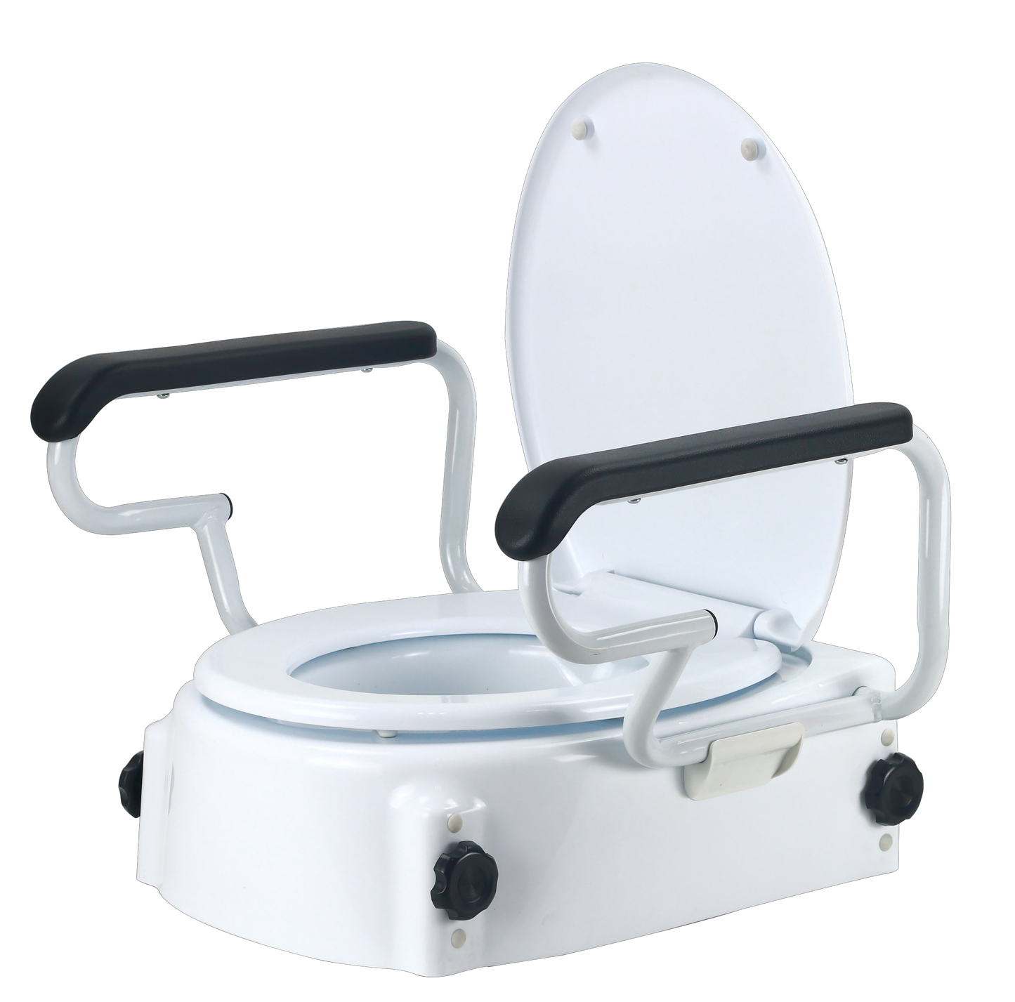MN-7060H Portable Raised Toilet Seat 400LB Adjustable Height (5/10/15cm) Handle Elderly Disabled Bath