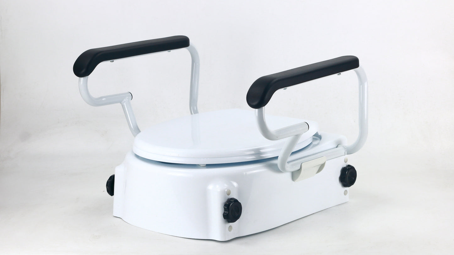 MN-7060H Portable Raised Toilet Seat 400LB Adjustable Height (5/10/15cm) Handle Elderly Disabled Bath
