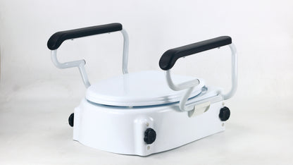 MN-7060H Portable Raised Toilet Seat 400LB Adjustable Height (5/10/15cm) Handle Elderly Disabled Bath