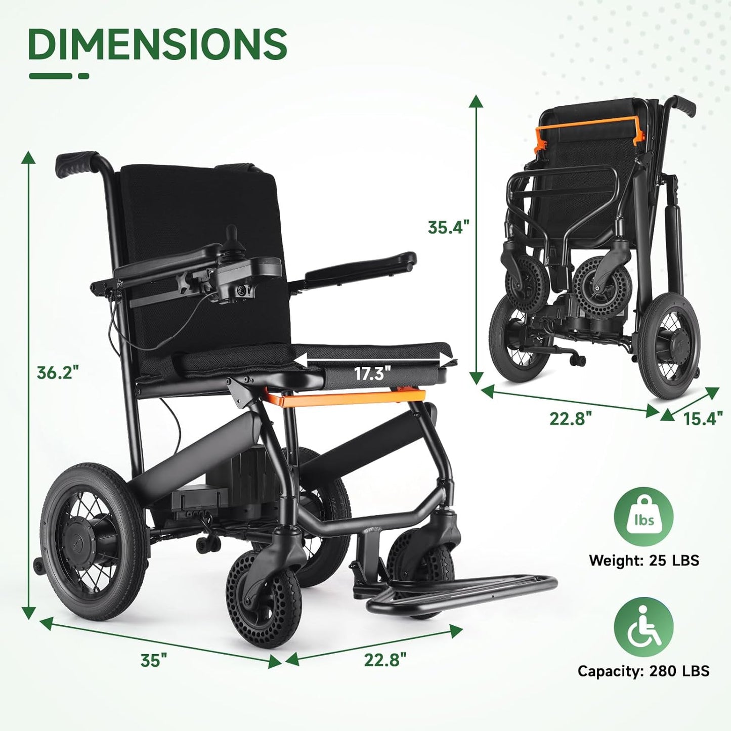 MN-LD3-B Lightweight Carbon Fiber Electric Wheelchair for Adults Compact Folding