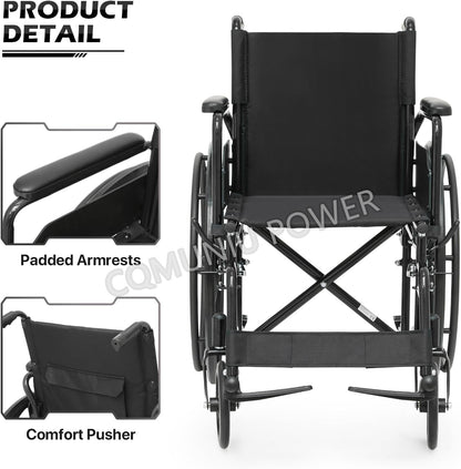 MN1011 Self Propelled Manual Wheelchairs Light Heavy Duty Folding Steel Manual Wheel Chair