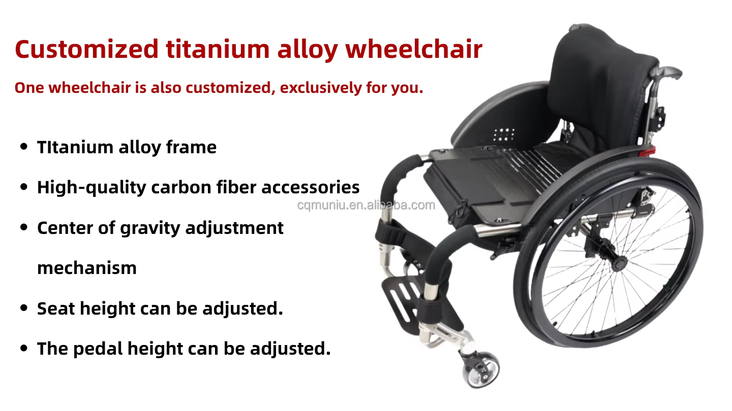 Customizable Titanium Alloy MN9883L Manual Active Wheelchair Foldable Active Sports Wheelchair Rehabilitation Therapy Supplies