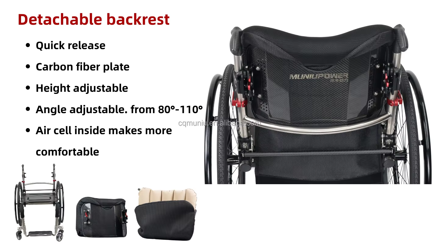 Customizable Titanium Alloy MN9883L Manual Active Wheelchair Foldable Active Sports Wheelchair Rehabilitation Therapy Supplies