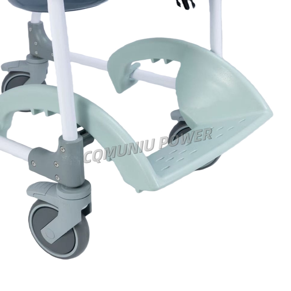 MN8188A MUNIU Plastic Commode Cahir Transfer Shower Chair with Wheels & Safety Belt