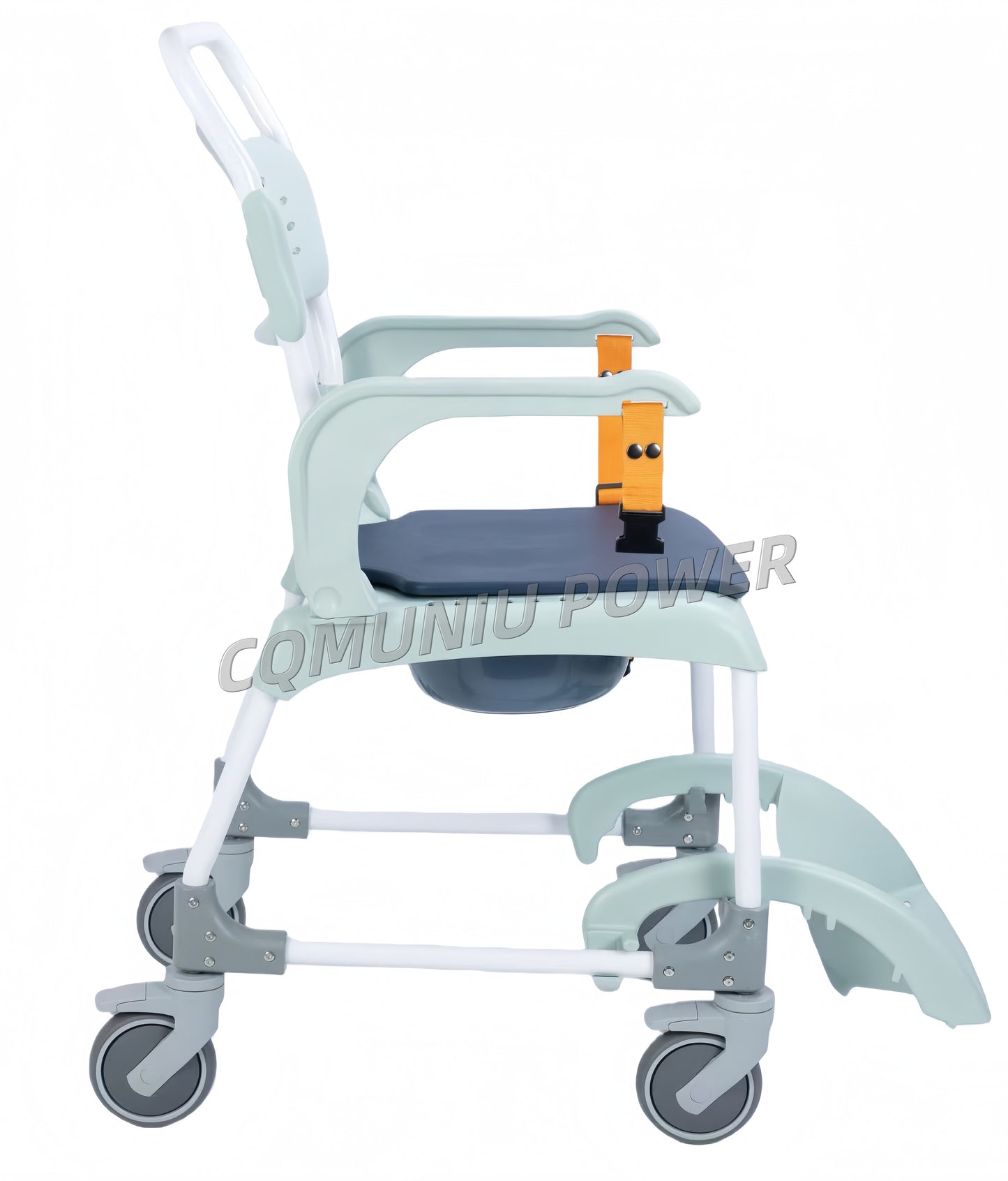 MN8188A MUNIU Plastic Commode Cahir Transfer Shower Chair with Wheels & Safety Belt