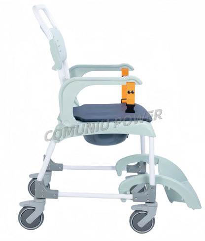 MN8188A MUNIU Plastic Commode Cahir Transfer Shower Chair with Wheels & Safety Belt