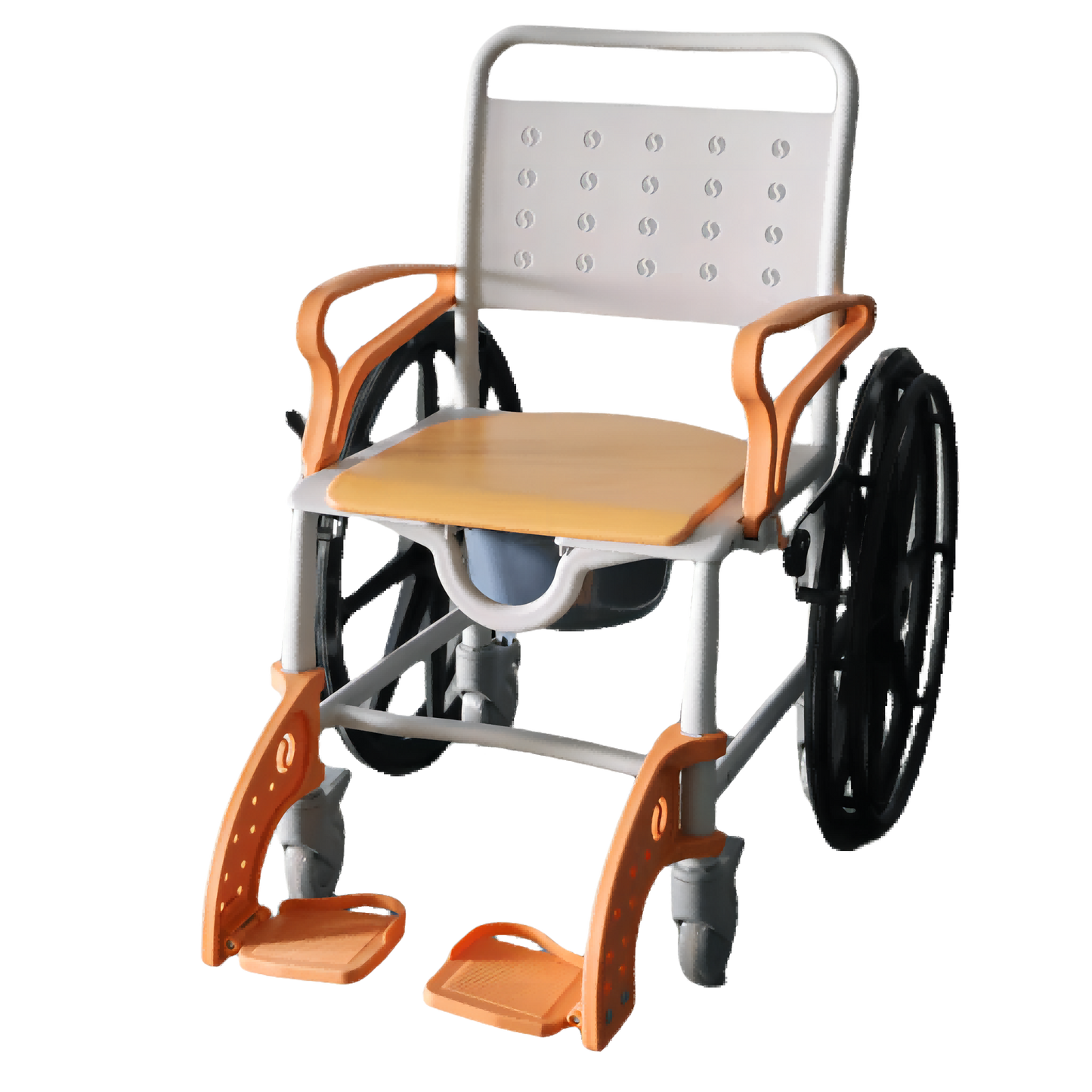 MN-8088B Heavy Duty Patent Plastic Lightweight 3-in-1 Folding Portable Commode Shower Chair Wheelchair Bath Chair