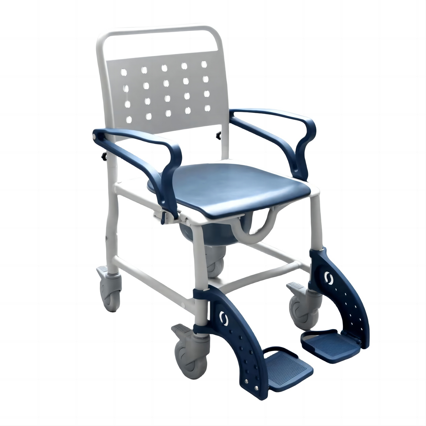 MN-8088B Heavy Duty Patent Plastic Lightweight 3-in-1 Folding Portable Commode Shower Chair Wheelchair Bath Chair