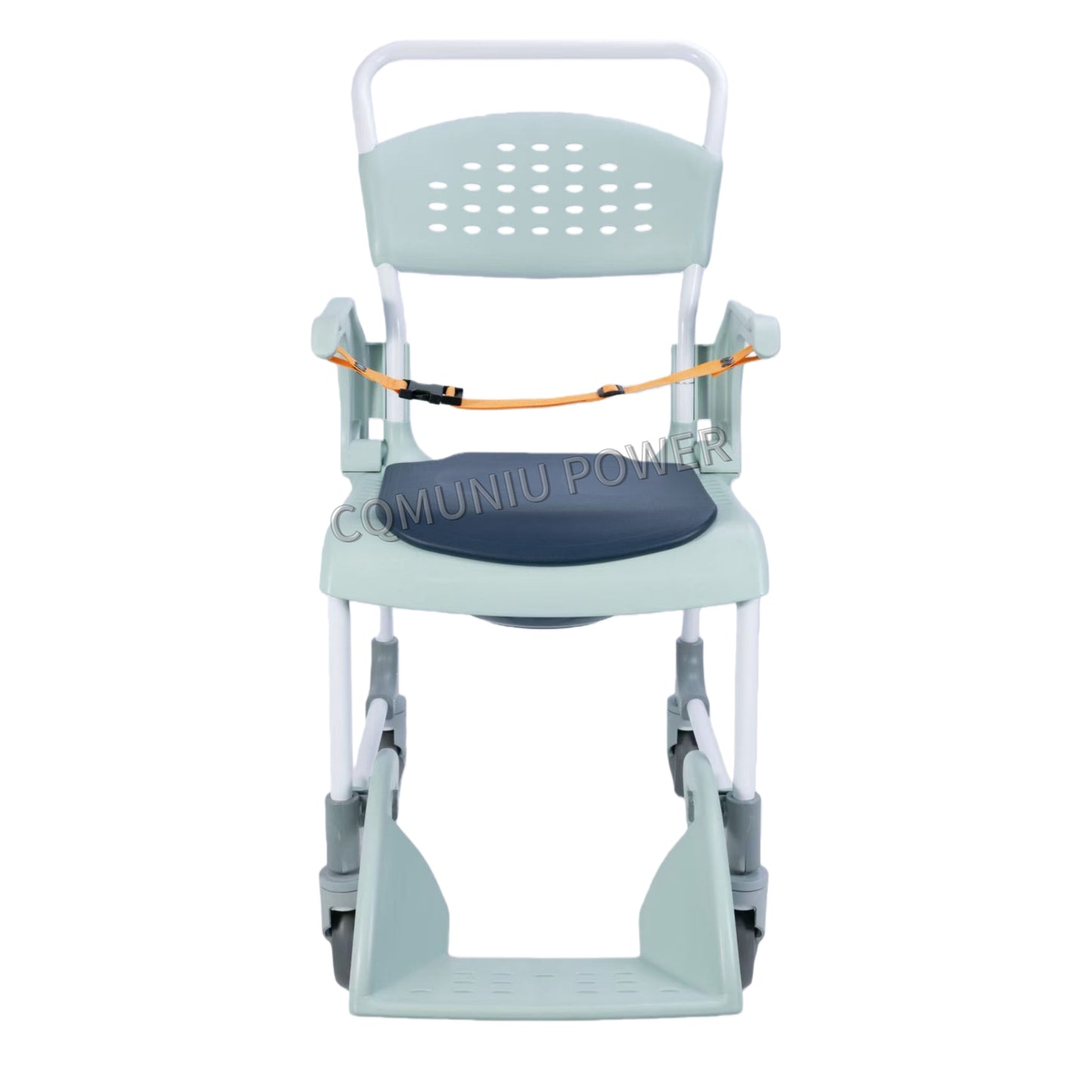 MN8188A MUNIU Plastic Commode Cahir Transfer Shower Chair with Wheels & Safety Belt