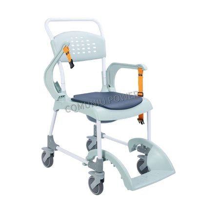 MN8188A MUNIU Plastic Commode Cahir Transfer Shower Chair with Wheels & Safety Belt