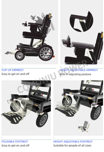 MNFR06 200kg Heavy Duty Power Wheelchair All Terrain Foldable Electric Wheel Chair for Disabled