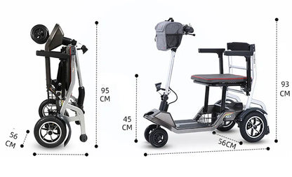 F2 Handicapped Lightweight Foldable Three Wheel Mobility Scooter