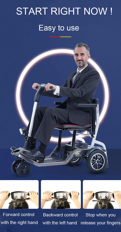 F2 Handicapped Lightweight Foldable Three Wheel Mobility Scooter