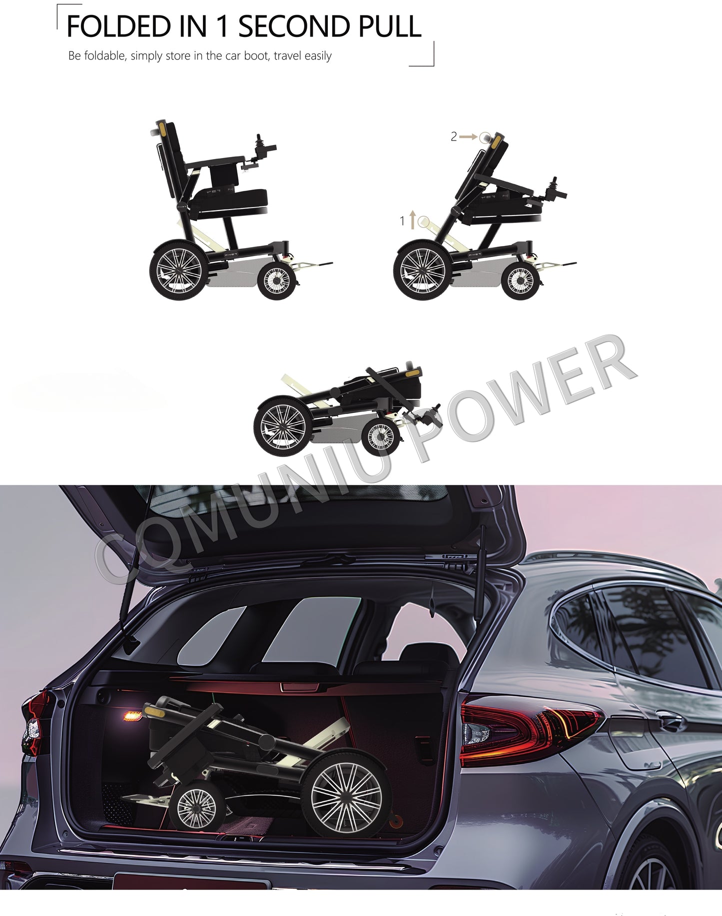MNFR06 200kg Heavy Duty Power Wheelchair All Terrain Foldable Electric Wheel Chair for Disabled