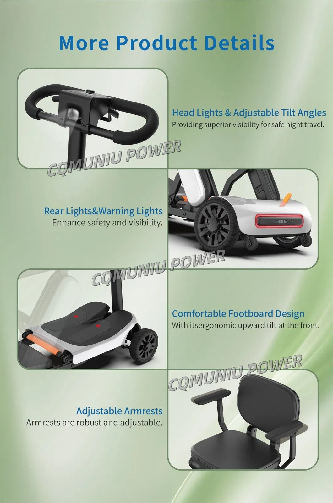 MND1 Travel Light Weight Folding 4 Wheel Electric Mobility Scooter for Elderly
