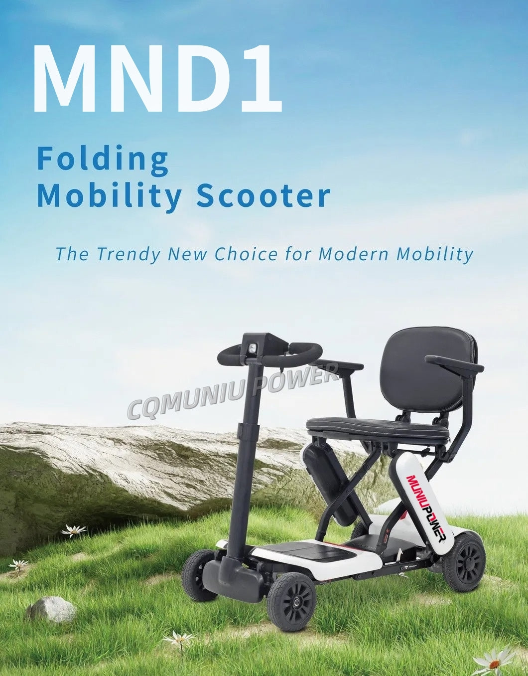 MND1 180W Light Weight Folding 4 Wheel Electric Mobility Scooter Elderly for Seniors