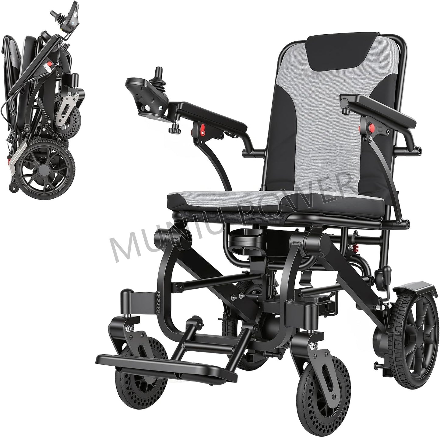 MNTC201 Rehabilitation Caregiving Convnience Push Drive Assistance Lightweight Folding Electric Wheelchair With Power Assist System