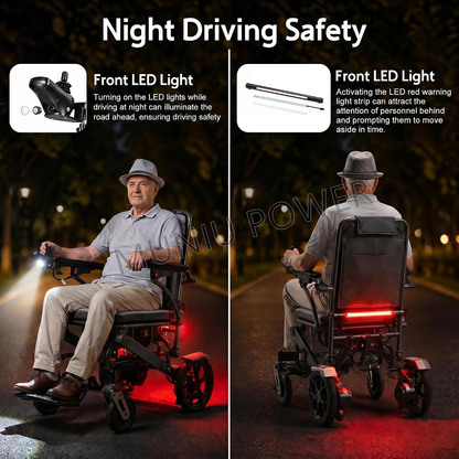 MNTC201 Rehabilitation Caregiving Convnience Push Drive Assistance Lightweight Folding Electric Wheelchair With Power Assist System
