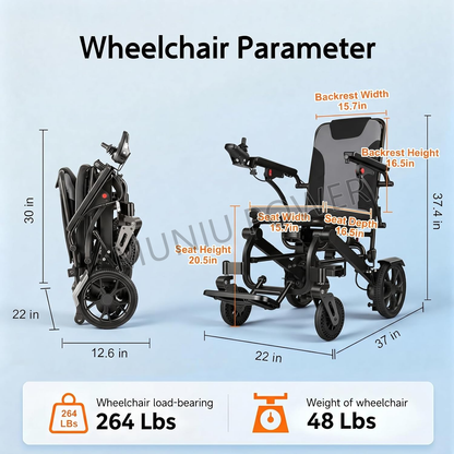 MNTC201 Rehabilitation Caregiving Convnience Push Drive Assistance Lightweight Folding Electric Wheelchair With Power Assist System