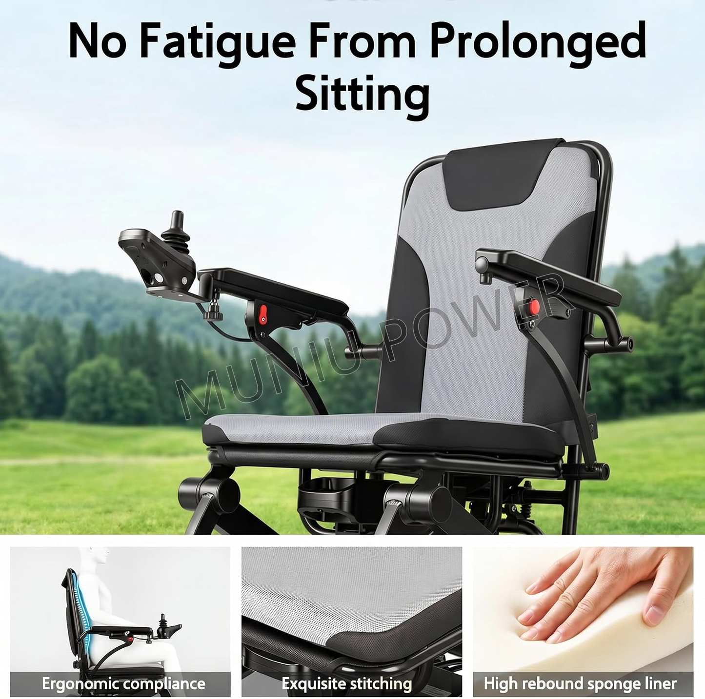 MNTC201 Rehabilitation Caregiving Convnience Push Drive Assistance Lightweight Folding Electric Wheelchair With Power Assist System
