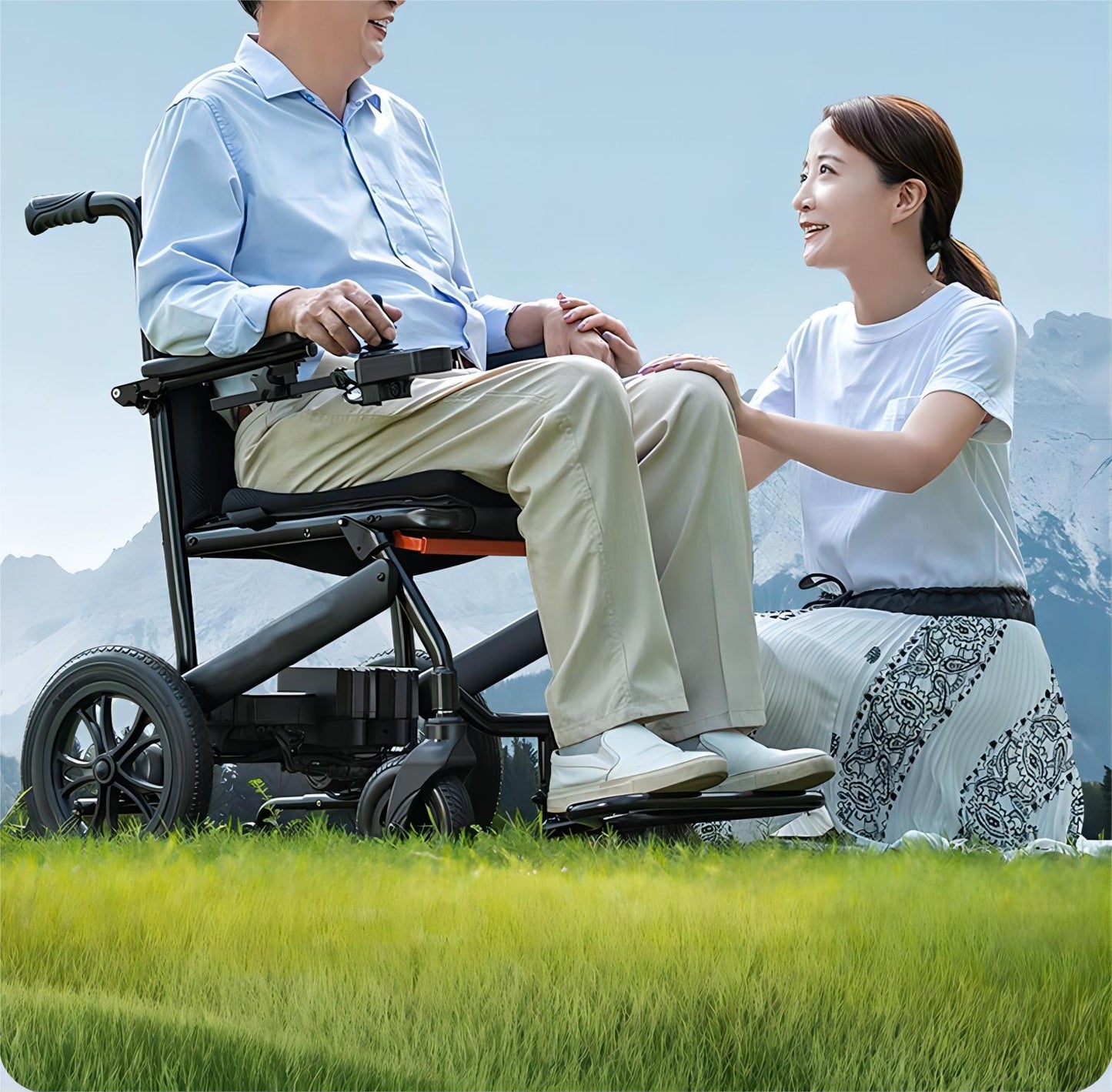 MN-LD3-B Lightweight Carbon Fiber Electric Wheelchair for Adults Compact Folding