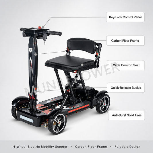 MNW05A Lightweight Folding Handicapped Semi Carbon Fiber Mobility Scooter Elderly Mobility Scooter