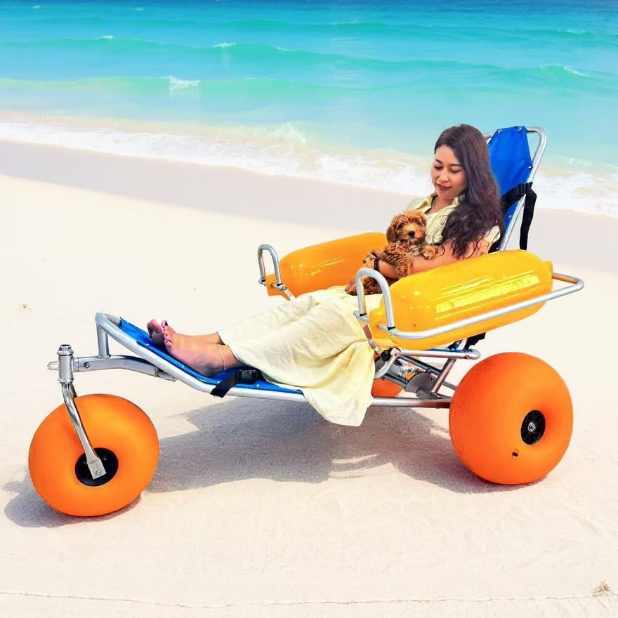 MN-BW01 Motorized Folding Floating Beach Accessible Wheelchairs All Terrain Sand Wheel Chair