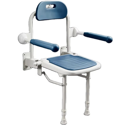 MN129 MUNIU Wall Mounted Foldable Aluminum Alloy Shower Chair with 190KG Load Capacity 42.5-55cm Seat Height for Elderly