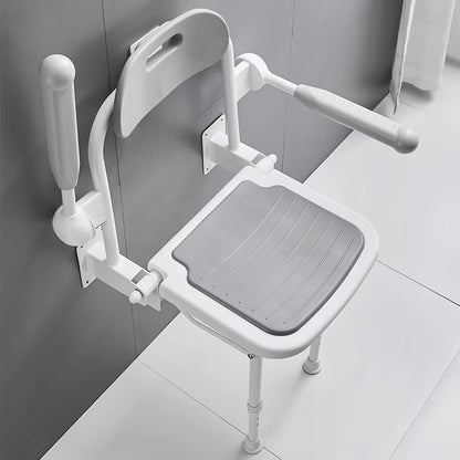MN129 MUNIU Wall Mounted Foldable Aluminum Alloy Shower Chair with 190KG Load Capacity 42.5-55cm Seat Height for Elderly