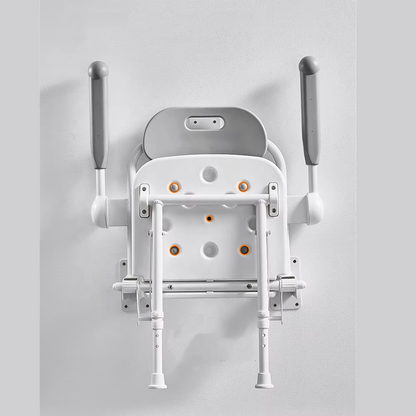 MN129 MUNIU Wall Mounted Foldable Aluminum Alloy Shower Chair with 190KG Load Capacity 42.5-55cm Seat Height for Elderly
