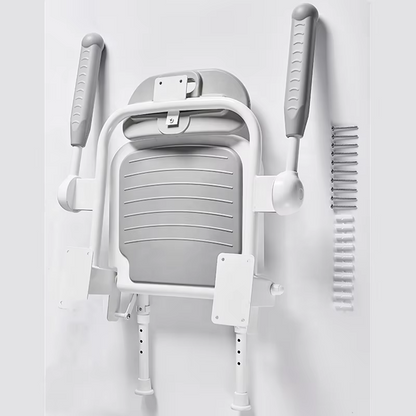 MN129 MUNIU Wall Mounted Foldable Aluminum Alloy Shower Chair with 190KG Load Capacity 42.5-55cm Seat Height for Elderly